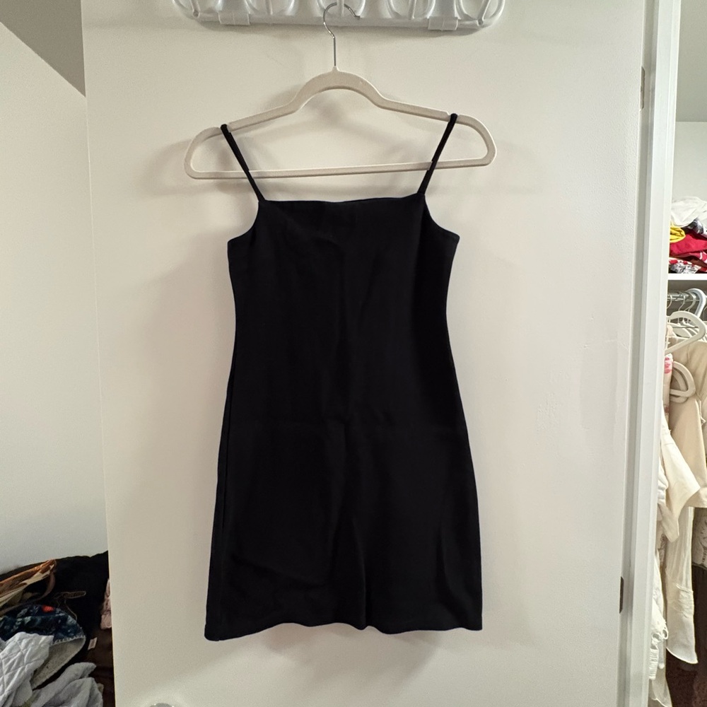 OAK + FORT Black Slip Dress with Spaghetti Straps